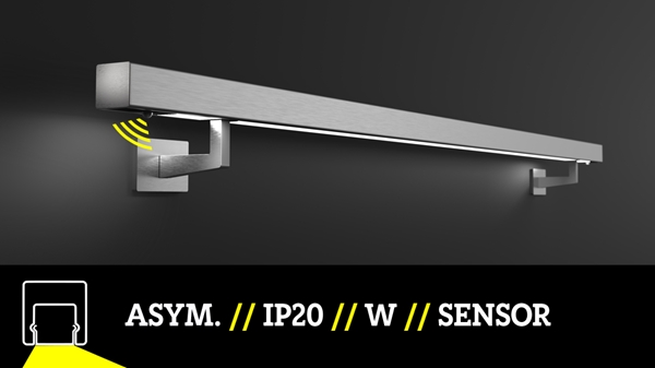LED-Handlauf nach Maß - Sensor - eckig - asym - IP20 - V2A