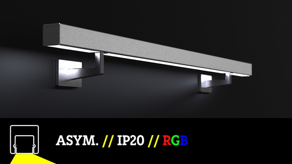 LED-Handlauf nach Maß - eckig - asym - IP20 - V2A - RGB