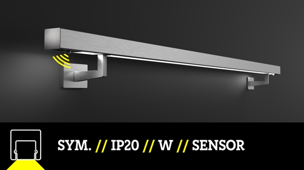 LED-Handlauf nach Maß - Sensor - eckig - sym - IP20 - V2A