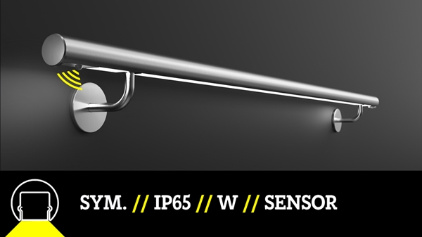 LED-Handlauf nach Maß - Sensor - sym - IP65 - V2A